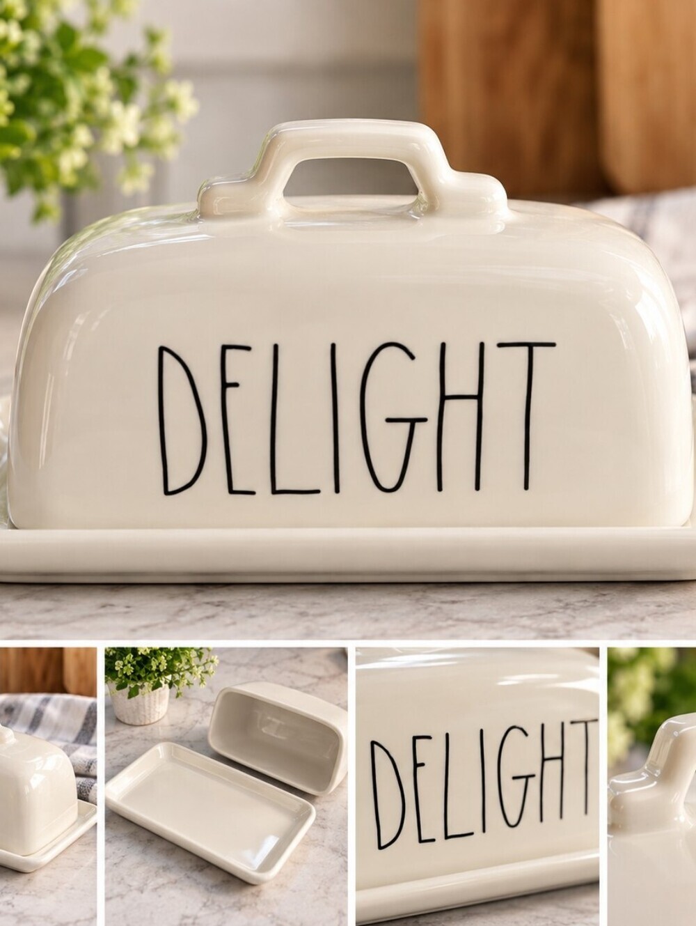 Delight White Ceramic Butter Dish - Classic Home Dining